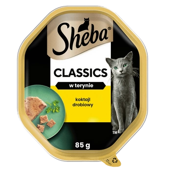 SHEBA Classics zásobník 85 g - vlhké kompletné krmivo pre dospelé mačky, hydinový koktail, v terine