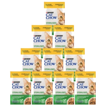CAT CHOW Sterilizované krmivo pre mačky s kuracím mäsom a baklažánom v omáčke 10x85g
