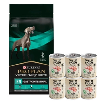 PRO PLAN Veterinary Diets EN Gastrointestinal Suché krmivo pre psov 12kg & WILD FARM Pate Pork 6x400g bezlepkové krmivo pre psov