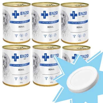 ENZO VET Renálna diéta pri ochorení obličiek s hovädzím mäsom pre psov 6x400g + Veko na 400g plechovku ZADARMO!