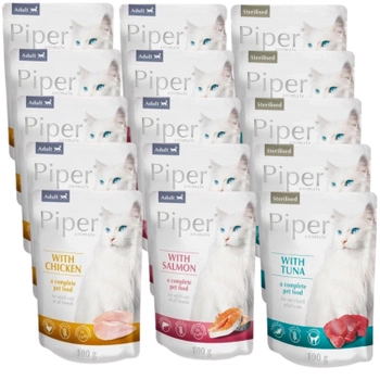 DOLINA NOTECI Piper pre mačky Mix príchutí 15x100g (sáčok)