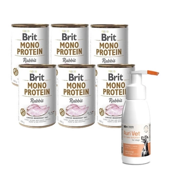 BRIT MONO PROTEIN RABBIT 6x400g 7 & Preparat do pielęgnacji uszu dla psów 75 ml