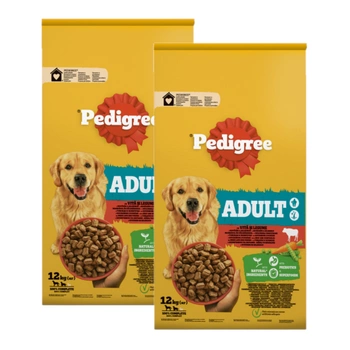 PEDIGREE® Adult 2x12 kg s hovädzím mäsom - kompletné suché krmivo pre dospelé psy veľkých a stredných plemien