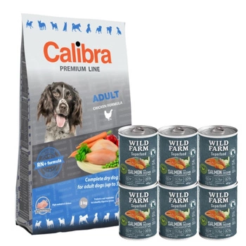 Calibra Premium Adult 12 kg & WILD FARM Superfood Losos 6x400g krmivo pre psov bez obilnín