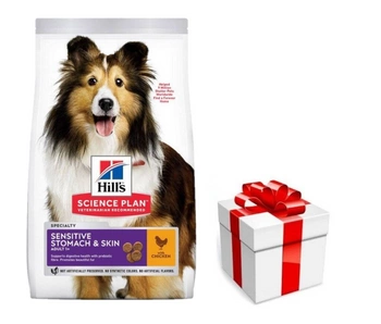 HILL'S Canine Adult Sensitive Stomach&Skin 14kg + prekvapenie pre vášho psa GRATIS