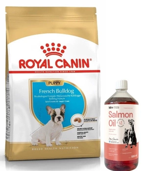 Royal Canin French Bulldog Puppy 10 kg + LAB V Lososový olej pre psov a mačky 1000ml