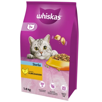 WHISKAS Sterile 1,4 kg - suché krmivo pre dospelé mačky po kastrácii s lahodným kuracím mäsom