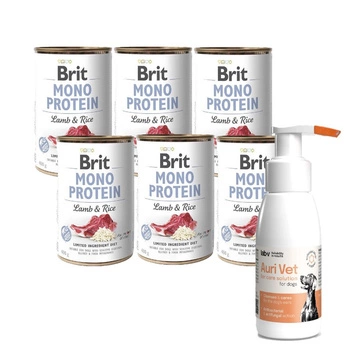 BRIT MONO PROTEIN LAMB & BROWN RICE 6x400g & Prípravok na starostlivosť o uši pre psov 75 ml