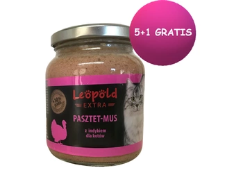 Leopold Pate Mousse s morčacím mäsom pre mačky 6x300g +10% Gratis (Jar)