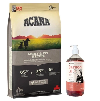 ACANA HERITAGE Light & Fit Dog 11,4kg & LAB V Lososový olej 1000ml