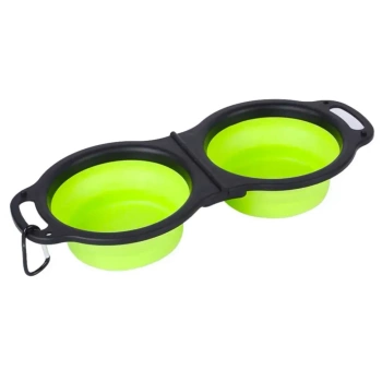 NUXIE® Dvojitá skladacia cestovná miska na vodu pre psov a mačky s karabínou 2x 350 ml