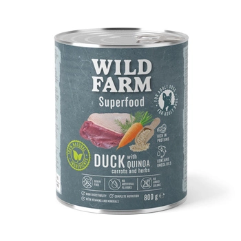WILD FARM Superfood Duck (kačica s quinoou, mrkvou a bylinkami) 800g krmivo pre psov bez obilnín
