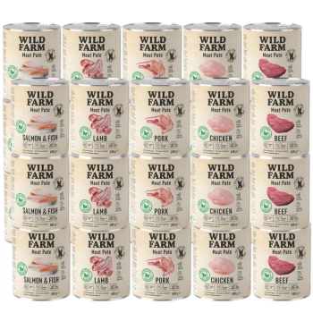 WILD FARM Paštéta mix príchutí 30x800g bezlepkové krmivo pre psov