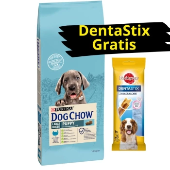 PURINA Dog Chow Puppy Large Breed Turkey 14kg + DentaStix ZADARMO!