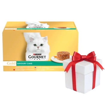 Purina Gourmet Gold Savory Cake krmivo pre mačky 48 x 85 g + Prekvapenie pre mačku ZADARMO