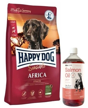 Happy Dog Supreme Sensible Africa 12,5 kg & LAB V Lososový olej pre psov a mačky 1000ml