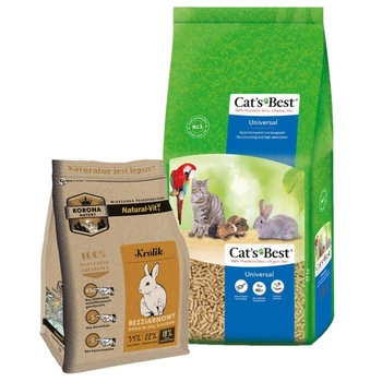 JRS Cat's Best Universal 40 l & NATURA CROWN Natural-Vit krmivo pre králiky 750g