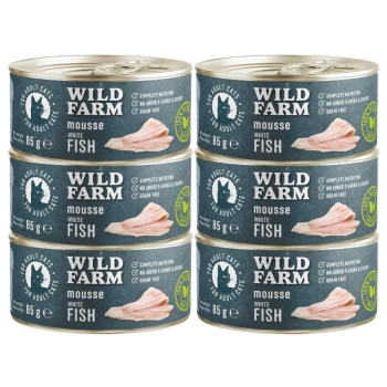 WILD FARM Mousse White Fish 6x80g - pena pre mačky bez obilnín