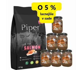 DOLINA NOTECI Piper Animals s lososom 12kg + Krmivo pre mäso Leopold 6x500g