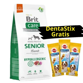 BRIT CARE Hypoallergenic Senior Lamb 12kg + 3x DentaStix ZADARMO