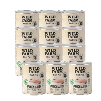 WILD FARM Pate Losos a ryba 12x800g bezlepkové krmivo pre psov