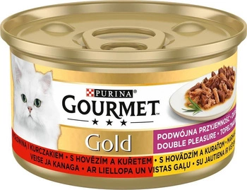 Purina Gourmet Gold s hovädzím a kuracím mäsom v omáčke 85g