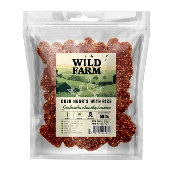 Psí maškrta WILD FARM Kačacie a ryžové srdcia 500g