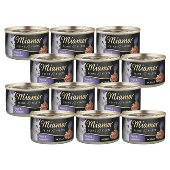 Miamor Feine Filets v želé - mokré krmivo pre mačky s tuniakom a kalamármi 12x100g konzerva