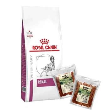 Royal Canin Veterinary Diet Dog Renal 14 kg & WILD FARM 2x500g maškrty pre psov