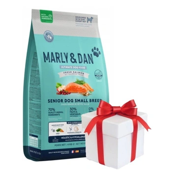 Marly & Dan Senior Dog Small Breed Fresh Salmon Holistic & Hypoalergénne suché krmivo 4 kg + Prekvapenie pre psa ZADARMO!