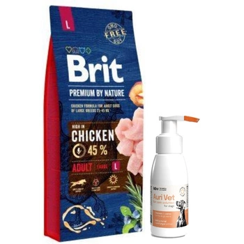 BRIT Premium By Nature Adult L 15kg & prípravok na starostlivosť o uši pre psov 75 ml