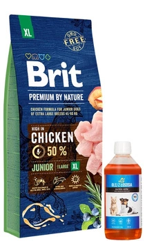 BRIT Premium By Nature Junior XL 15kg + LAB V Lososový olej pre psy a mačky 500ml