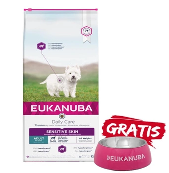 EUKANUBA Daily Care Adult Sensitive Skin 12kg + miska ZADARMO!