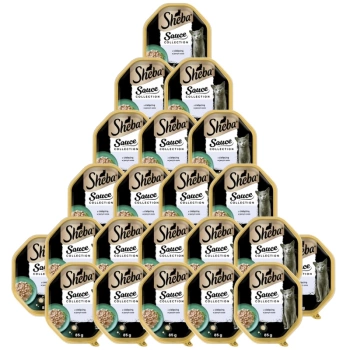 SHEBA Sauce Collection 22x85g miska – kompletné mokré krmivo pre dospelé mačky, kúsky s teľacím mäsom, v saláme