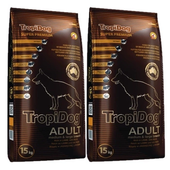 TROPIDOG Super Premium dospelé jahňacie mäso s ryžou pre stredné a veľké plemená 2x15kg