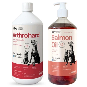 LAB-V Arthrohard 1000ml Prípravok na podporu kĺbov pre psov a mačky & LAB V Lososový olej pre psy a mačky 1000ml
