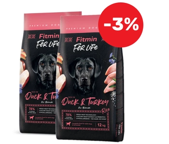 FITMIN dog For Life Duck & Turkey 2x12 kg -3%