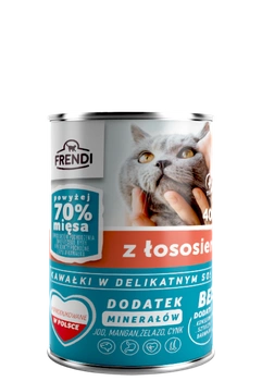 Frendi kúsky v jemnej omáčke s lososom 400g pre mačky