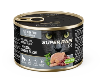 DOLINA NOTECI Super Rafi Cat P&F s perličkovými a kačacími srdcami pre sterilizované mačky 185g