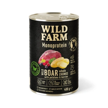 Wild Farm Monoprotein Wild Boar 400g hypoalergénne krmivo pre psov