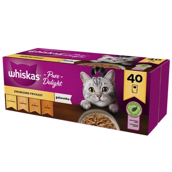 WHISKAS Adult sáčky 40 x 85 g Hydinové hranolky - vlhké krmivo pre dospelé mačky, v želé (kúsky s: kuracím, morčacím, hydinovým, kačacím mäsom)