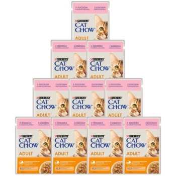 PURINA Cat Chow krmivo pre dospelé mačky s lososom a zelenými fazuľkami v želé 10x85g