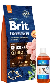 BRIT Premium By Nature Sport 15kg +LAB V Lososový olej pre psy a mačky 500ml