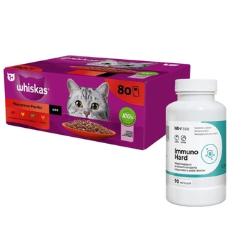 Whiskas klasický výběr ve šťávě pro dospělé kočky 80 x 85 g & LAB-V Immuno Hard 90 kapsúl