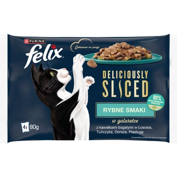 FELIX Deliciously Sliced Fish Flavours Mokré krmivo pre mačky 4x80g