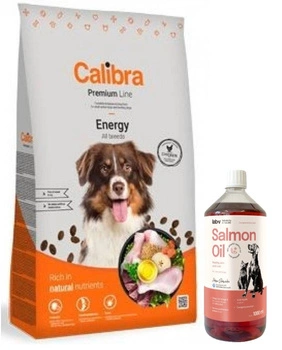 Calibra Premium Line Energy 12 kg + LAB V Lososový olej pre psov a mačky 1000ml