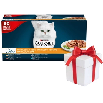 Purina Gourmet Perle Mini Filety v omáčke Krmivo pre mačky 60x85g + ZADARMO prekvapenie pre mačku!