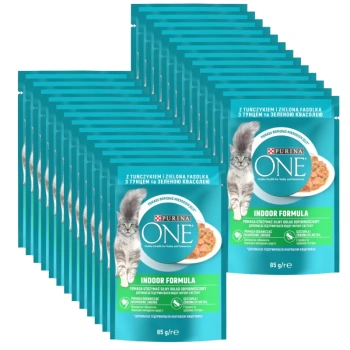 Purina One Cat Indoor s tuniakom a zelenými fazuľkami 26x85g