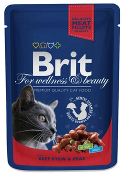 Brit premium cat hovädzie dusené hrášok v omáčke 100 g