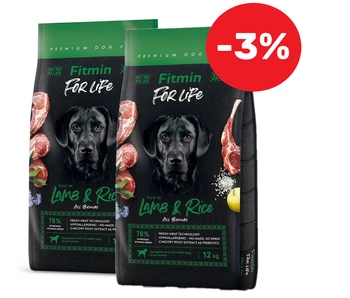 FITMIN dog For Life Lamb & Rice 2x12 kg -3%